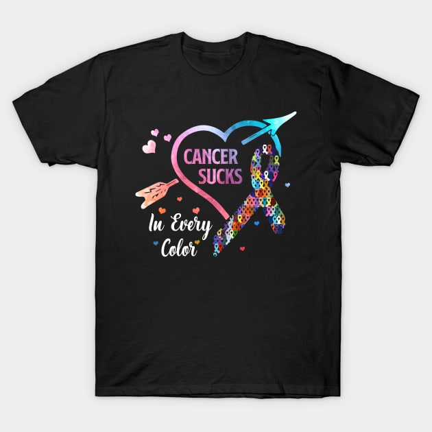 Cancer Sucks In Every Color T-Shirt by maexjackson